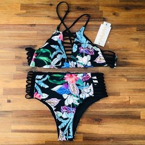 NWT Tinibikini Bikini Floral and Black